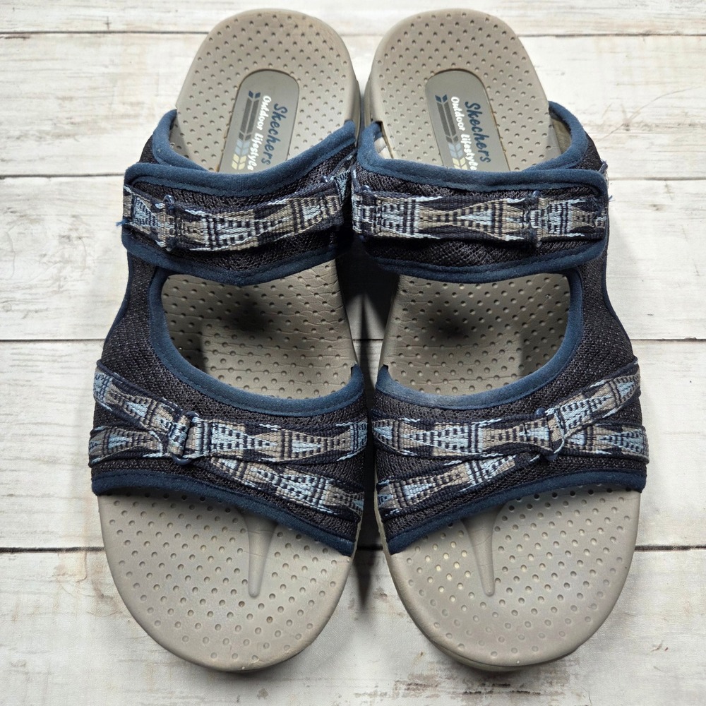 Skechers Sandals Women 11 Navy Blue Outdoor Lifestyle 41022 Straps